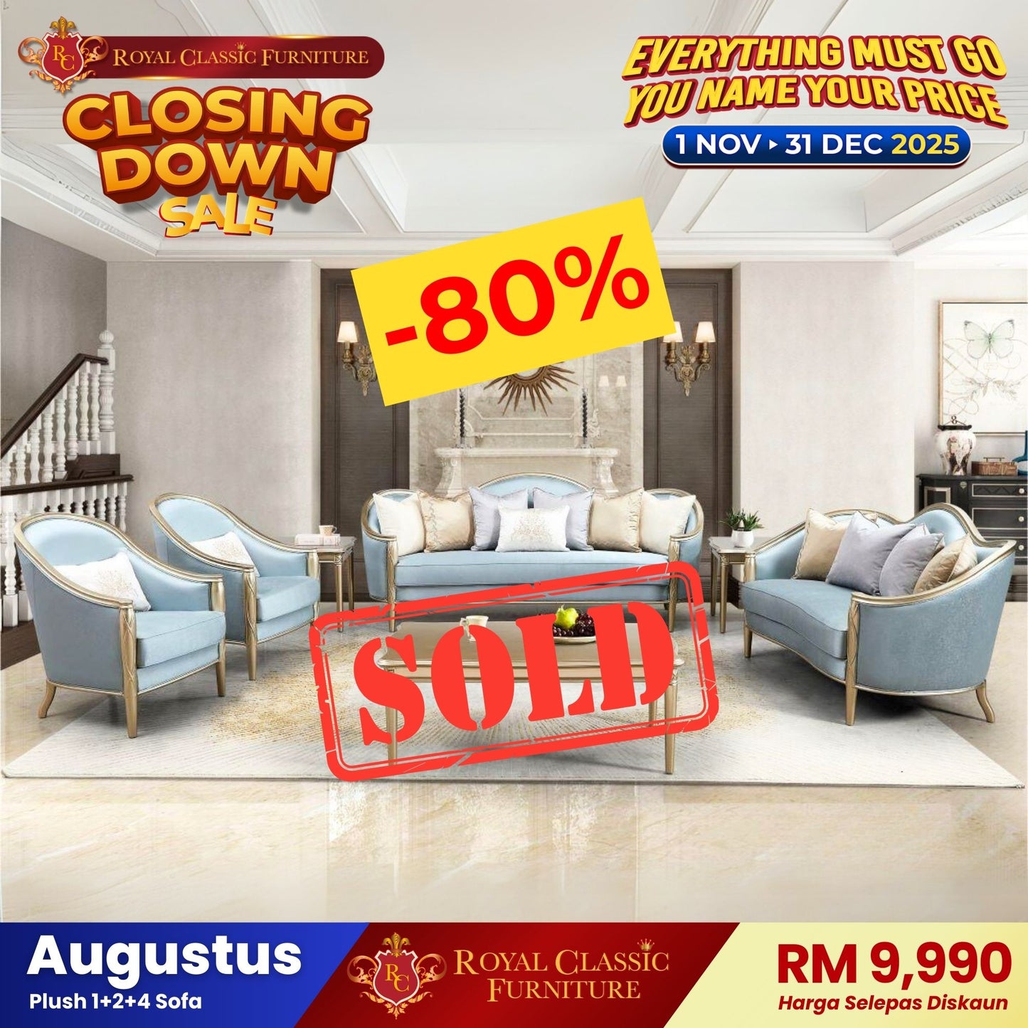 AUGUSTUS 1+2+4 Seater Sofa Set