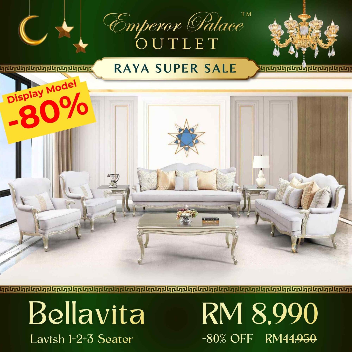 BELLAVITA 1+2+3 Seater Sofa Set