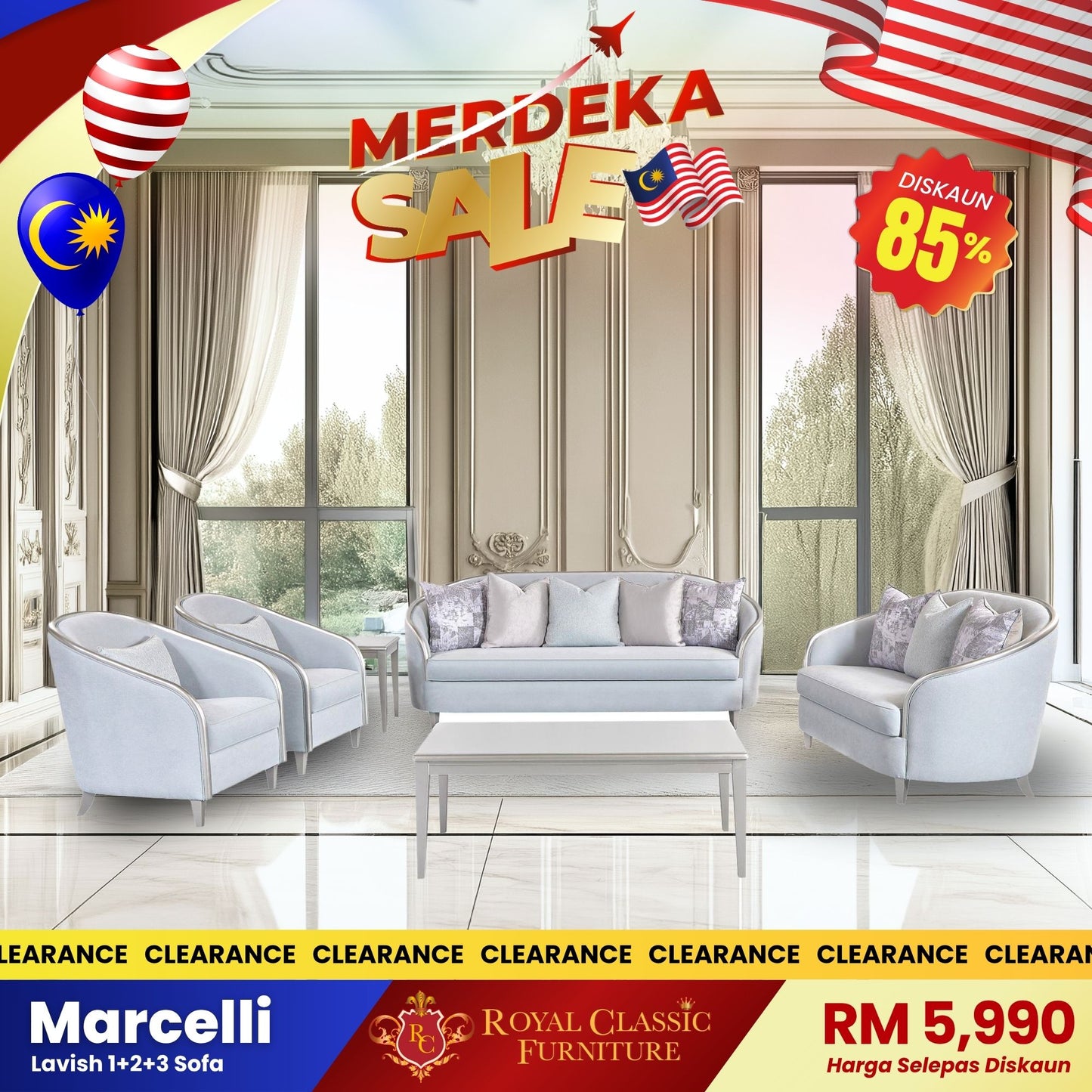 MARCELLI 1+2+3 Seater Sofa Set