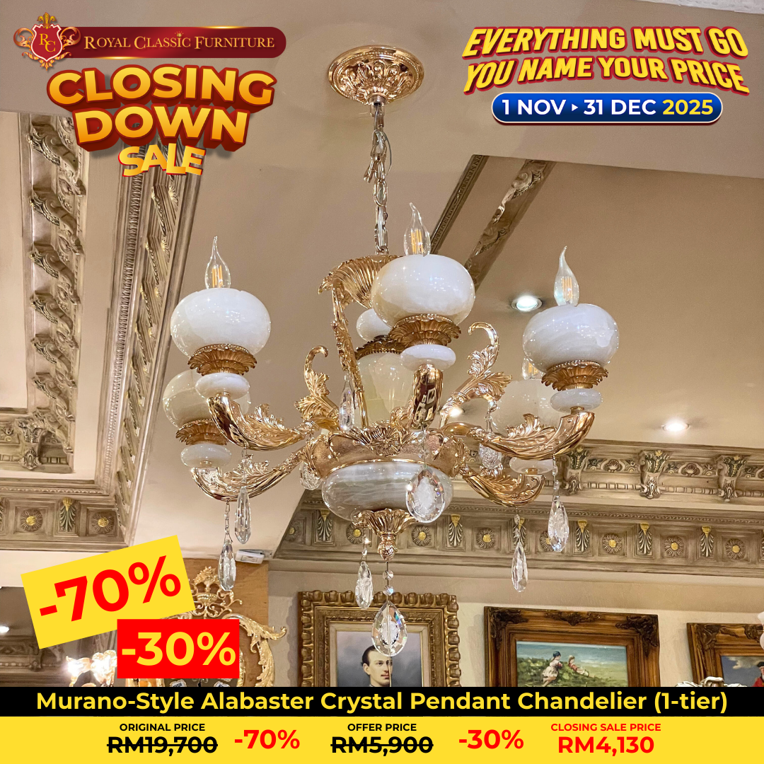Murano-Style Alabaster Crystal Pendant Chandelier (1-tier)