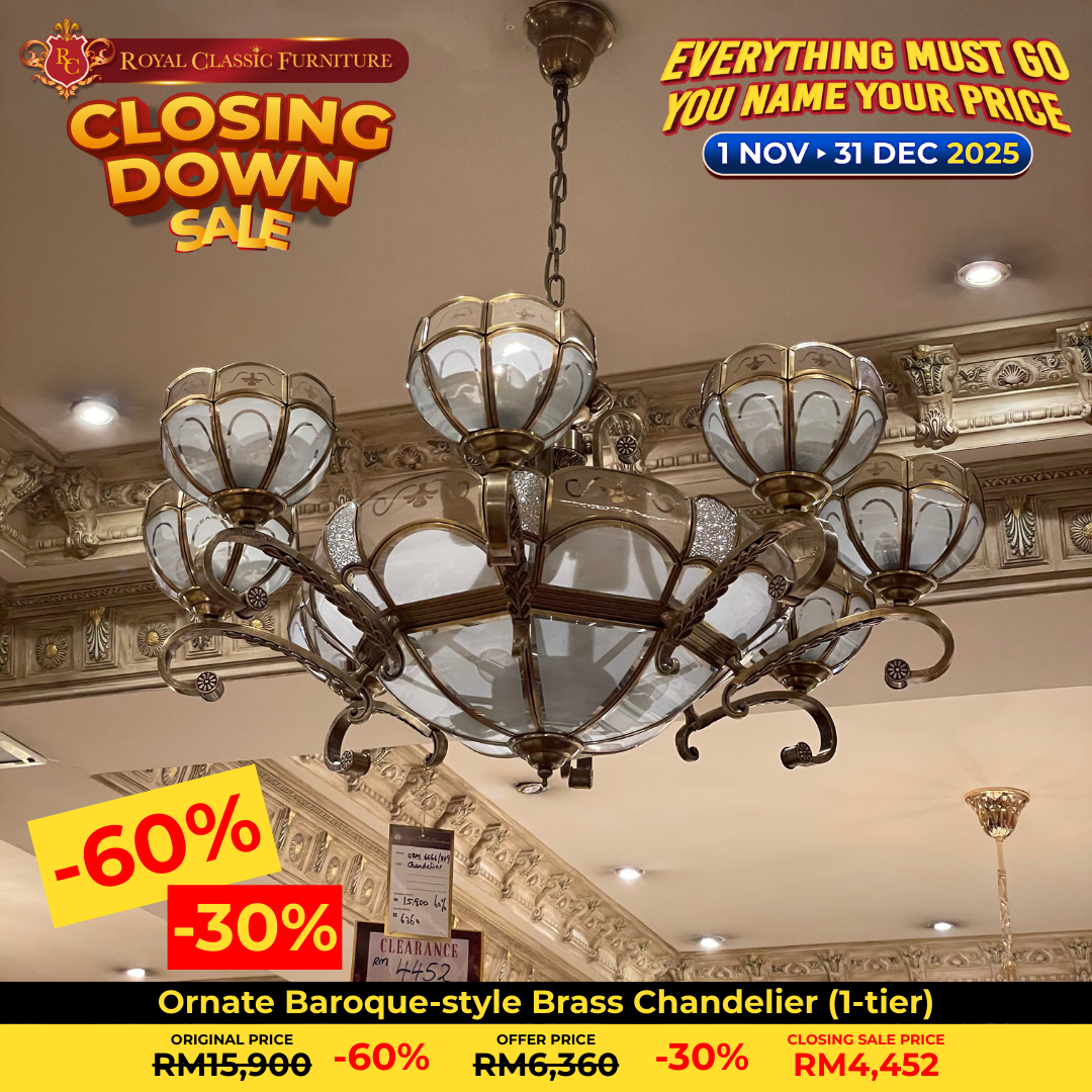 Ornate Baroque-style Brass Chandelier (1-tier)
