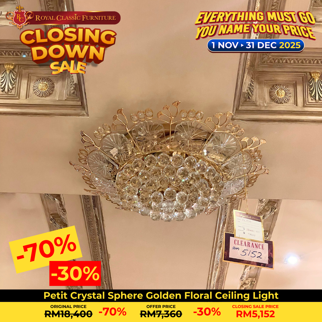 Petit Crystal Sphere Golden Floral Ceiling Light
