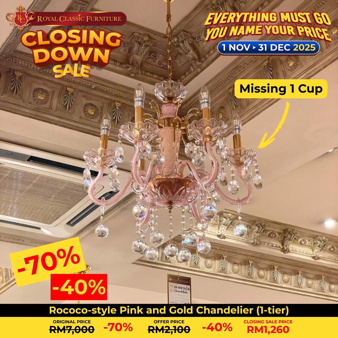 Rococo-style Pink and Gold Chandelier