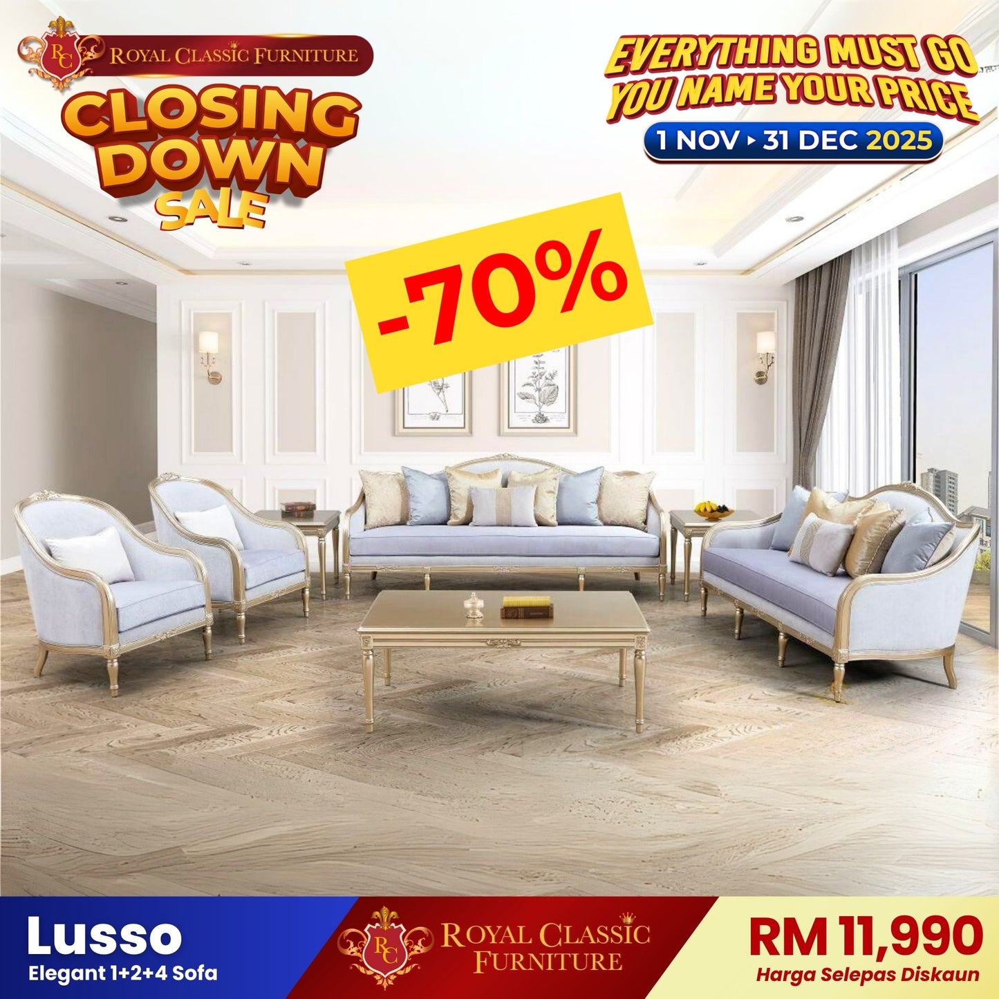 LUSSO 1+2+4 Seater Sofa Set
