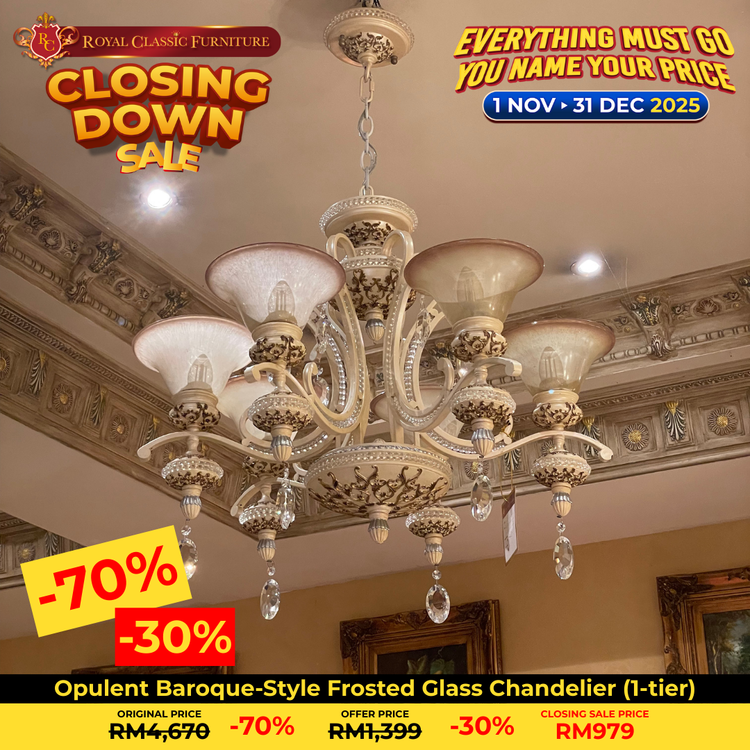 Opulent Baroque-Style Frosted Glass Chandelier (1‑tier)