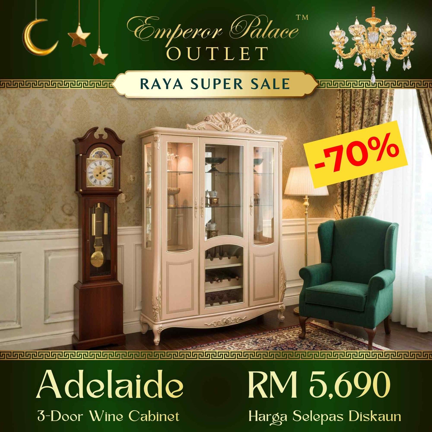 ADELAIDE 3-Door Wine Cabinet