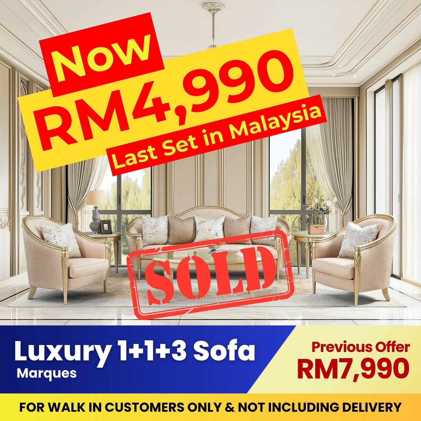 MARQUES 1+1+3 Seater Sofa Set