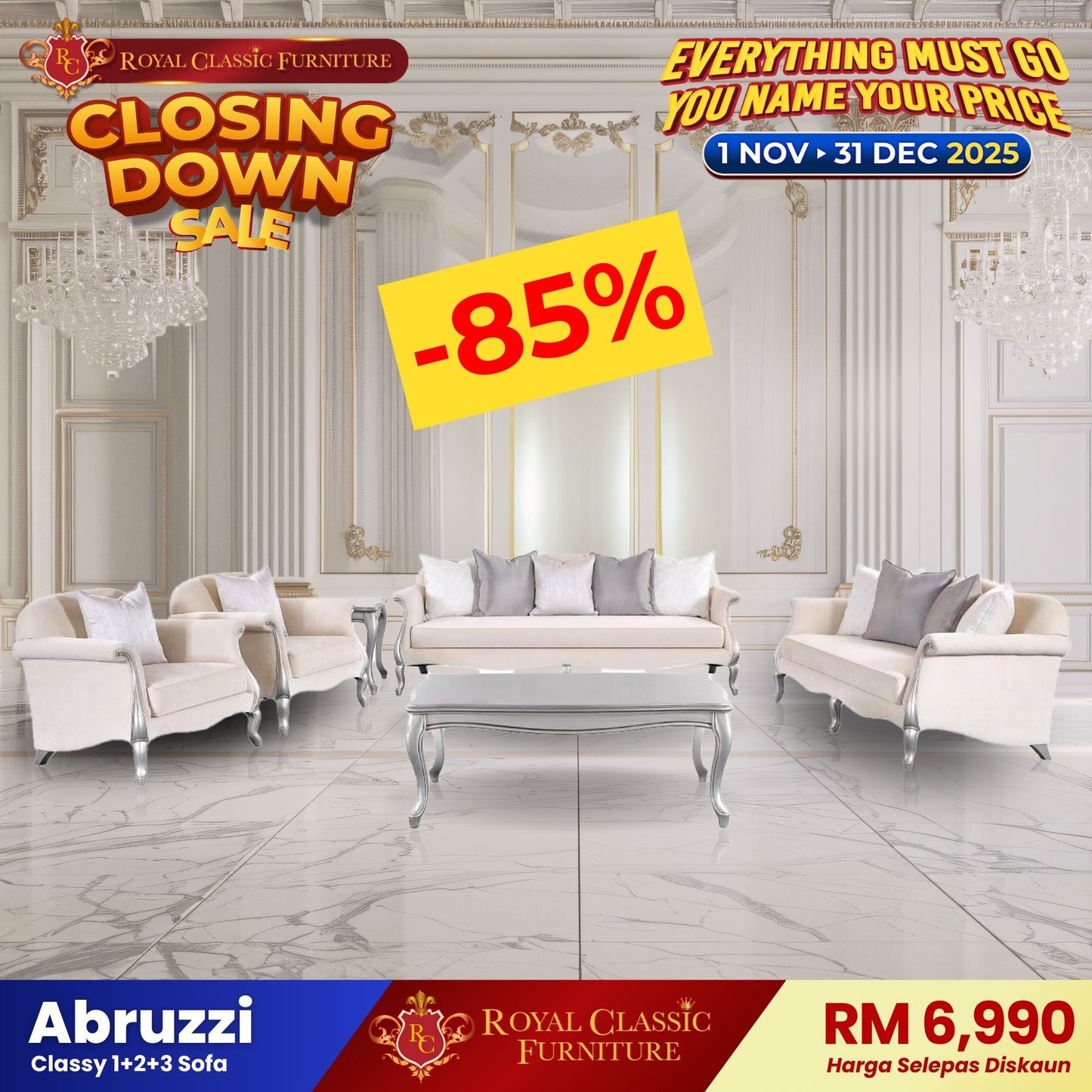 ABRUZZI 1+2+3 Seater Sofa Set