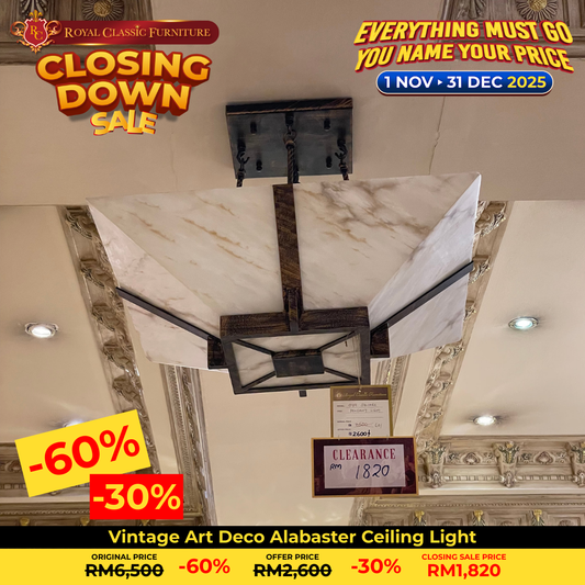 Vintage Art Deco Alabaster Ceiling Light