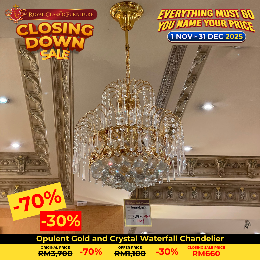 Opulent Gold and Crystal Waterfall Chandelier (1‑tier)