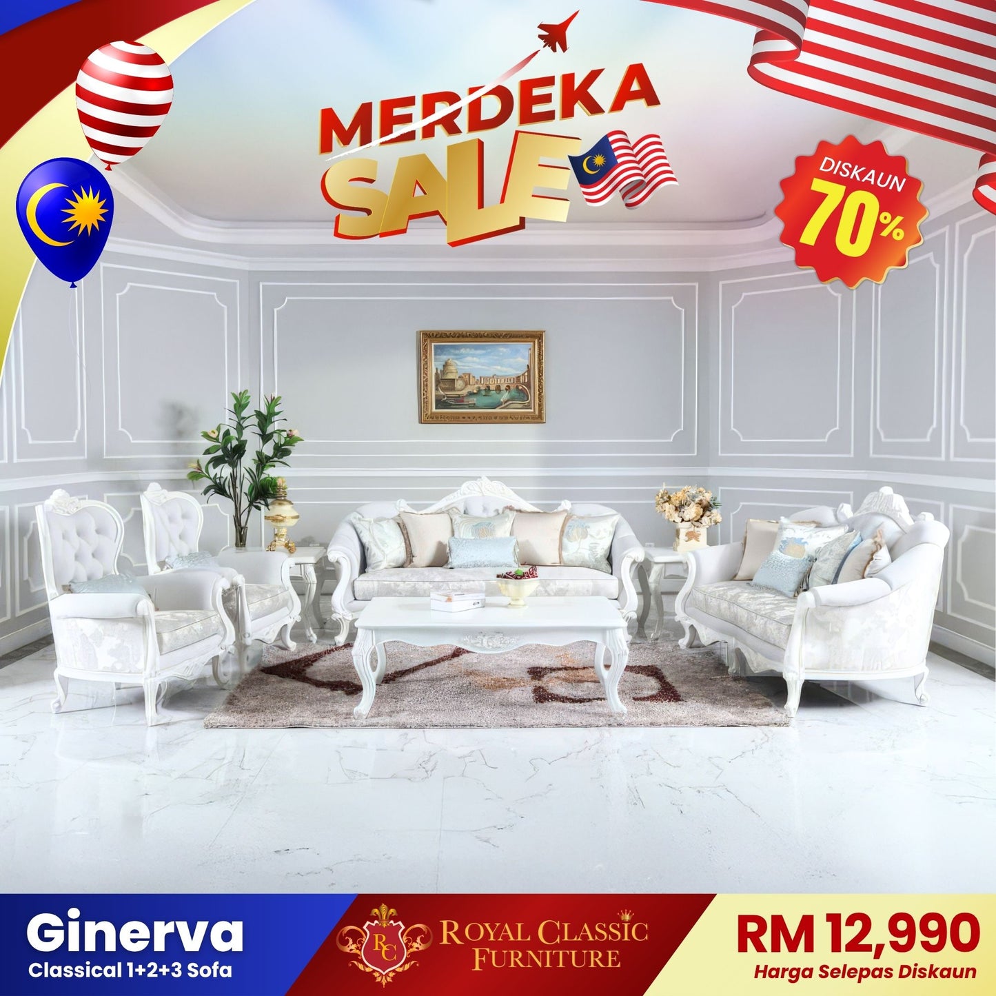 GINERVA 1+2+3 Seater Sofa Set