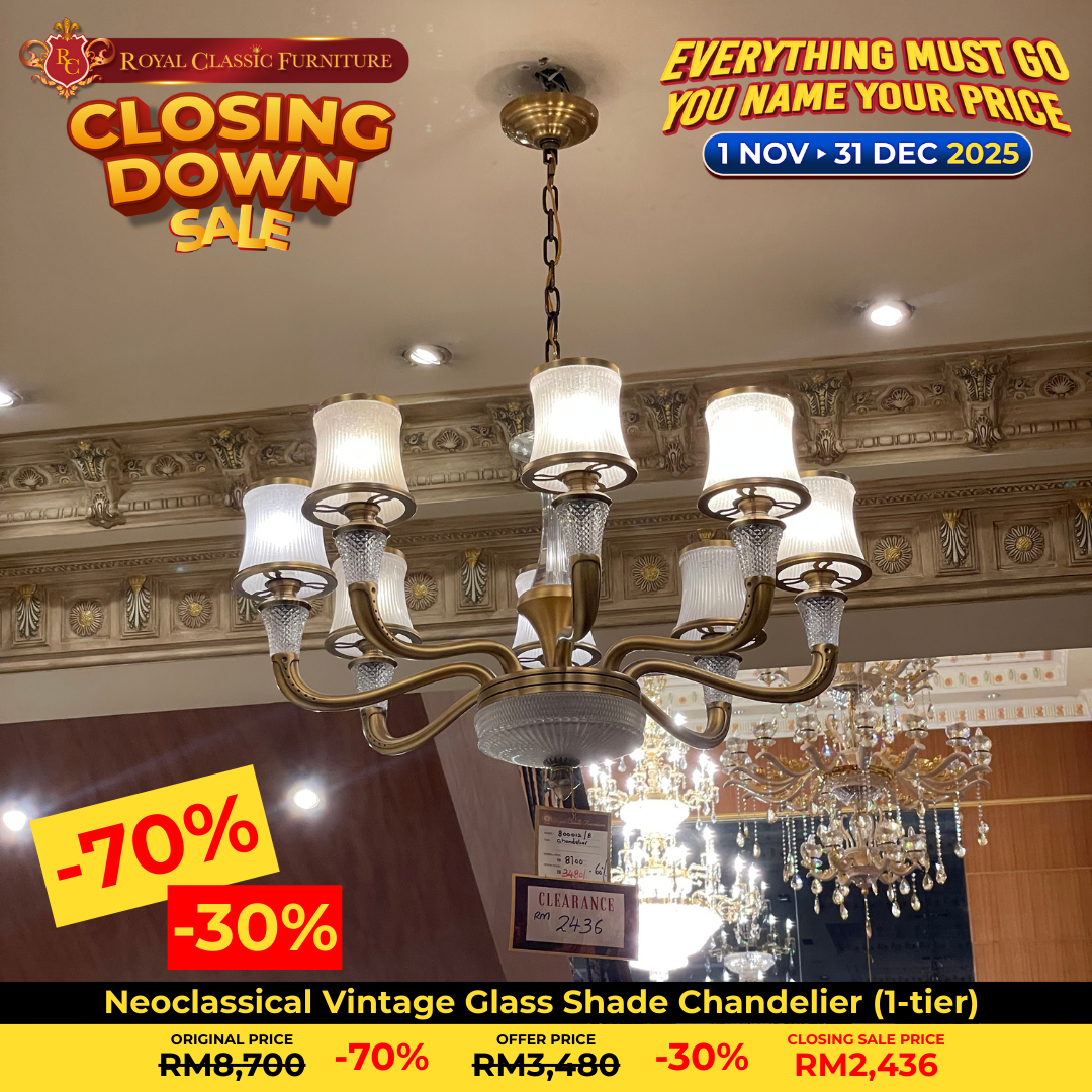Neoclassical Vintage Glass Shade Chandelier (1‑tier)