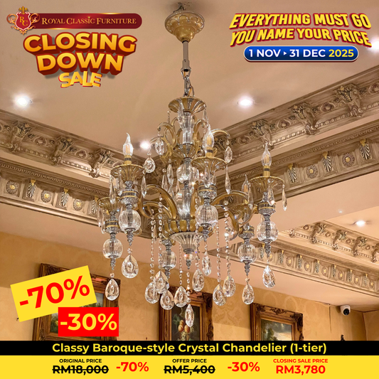 Classy Baroque-style Crystal Chandelier (1‑tier)