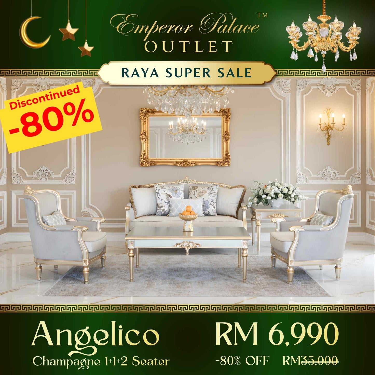 ANGELICO 1+1+2 Seater Sofa Set