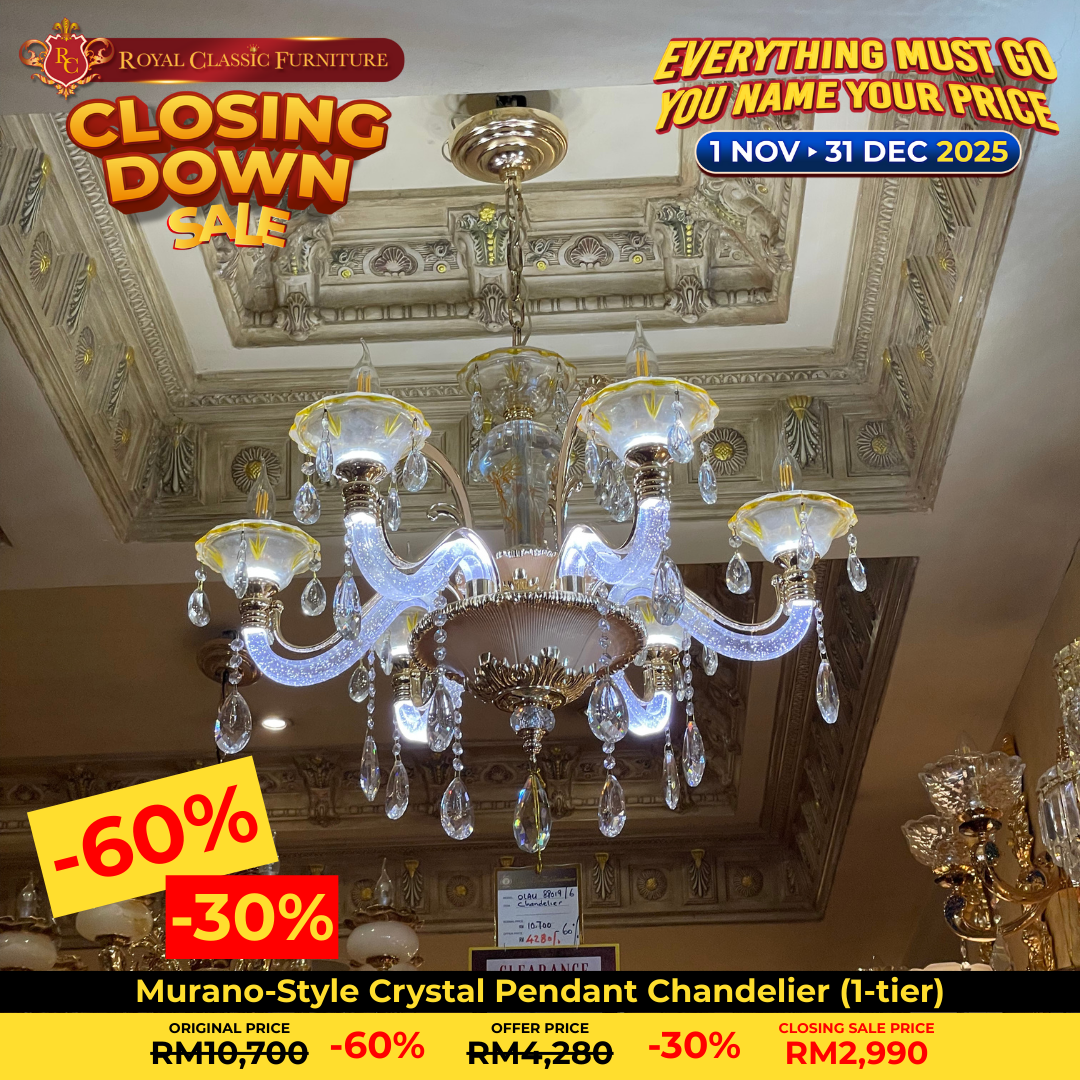 Murano-Style Crystal Pendant Chandelier (1-tier)