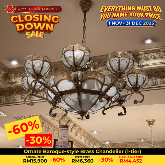 Ornate Baroque-style Brass Chandelier (1-tier)