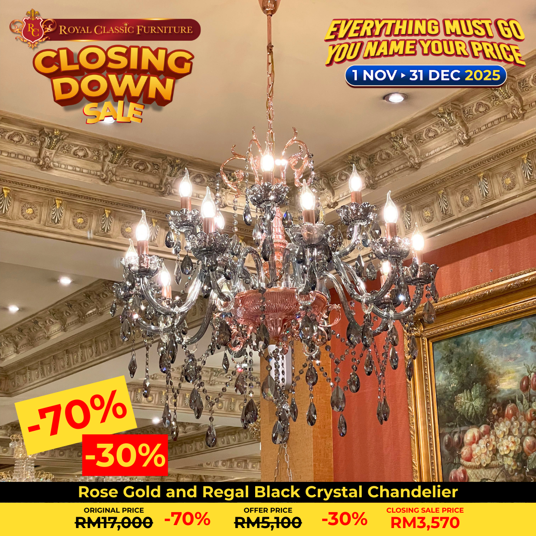 Rose Gold and Regal Black Crystal Chandelier (2-tiers)