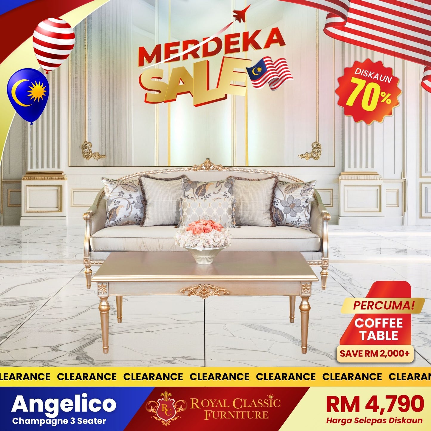 ANGELICO 3 Seater Sofa