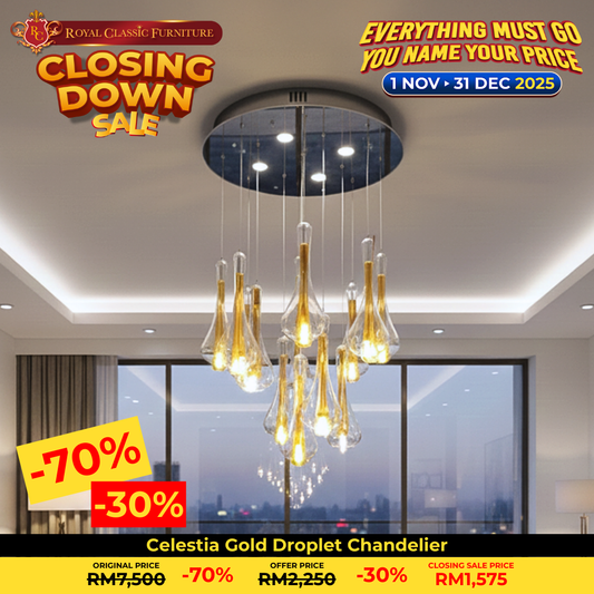 Celestia Gold Droplet Chandelier