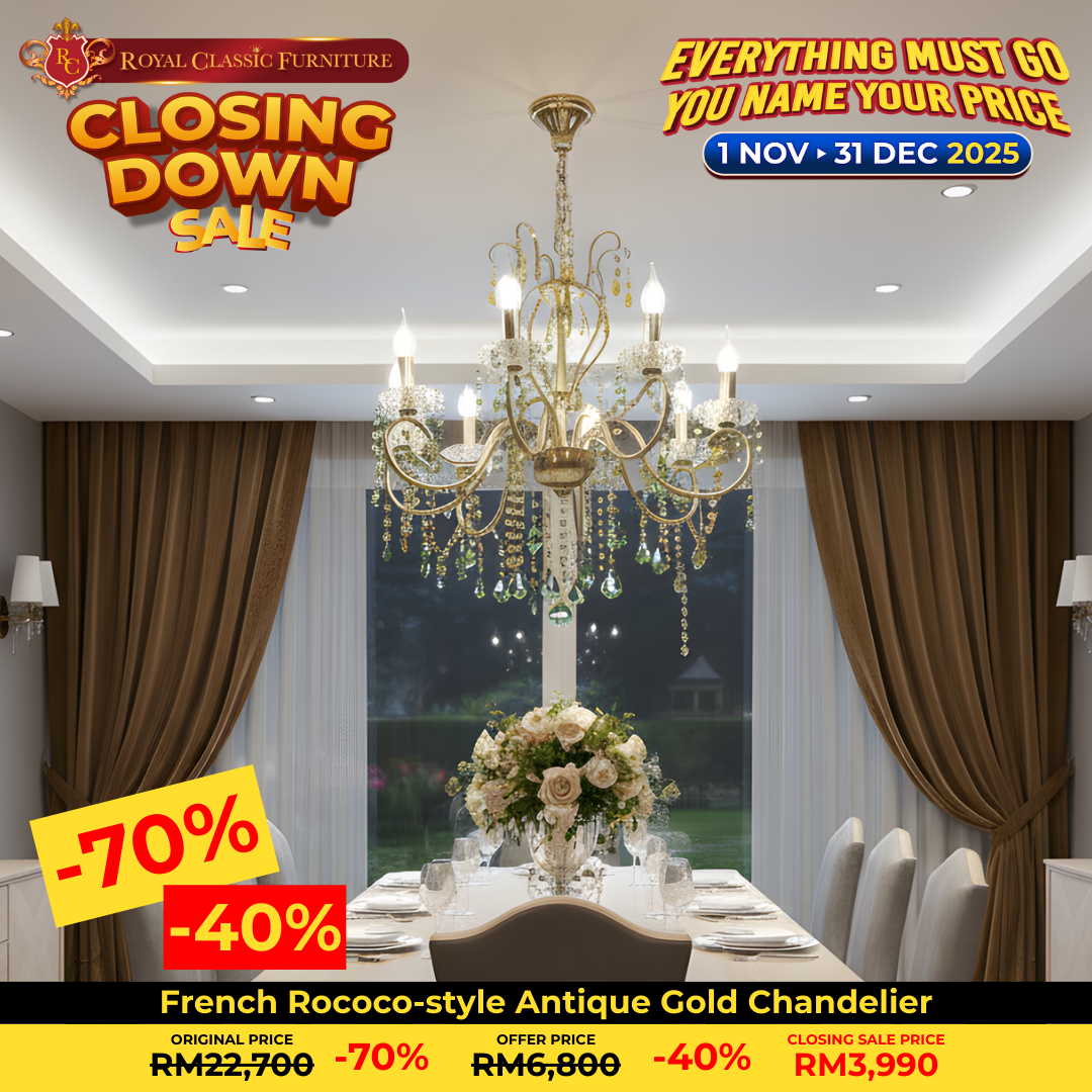 French Rococo-style Antique Gold Chandelier