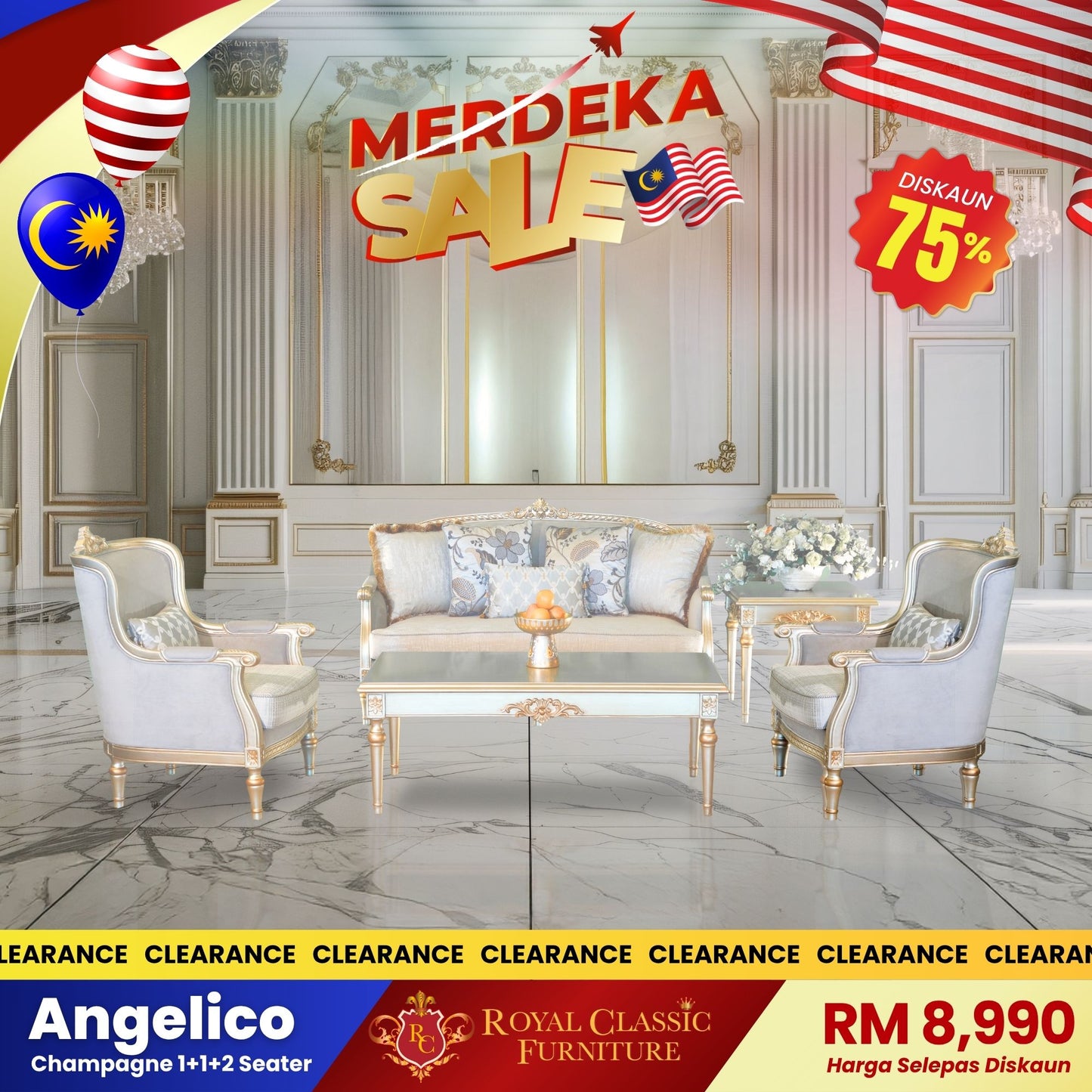 ANGELICO 1+1+2 Seater Sofa Set