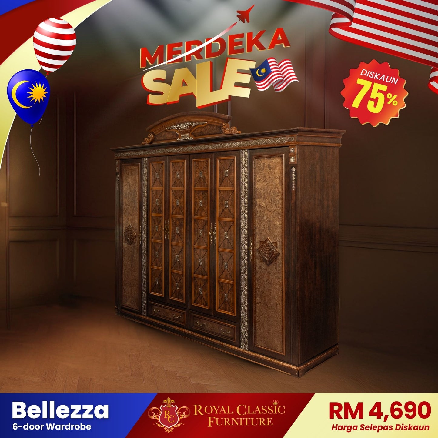 BELLEZZA 6-Door Wardrobe